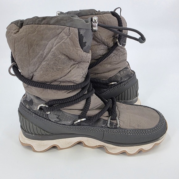 SOREL KINETIC BOOTS WOMENS SIZE 7 GRAY WINTER WATERPROOF SLOUCH DURABLE LACE UP - Picture 7 of 12